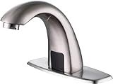 Derpras Touchless Bathroom Faucet with Automatic Sensor Function, Bathroom Sink Faucet with Hole Cover Plate, Brushed Nickel