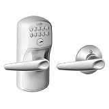 Schlage Electronic Keypad Lock, Lever Handle, Plymouth Trim, Satin Chrome
