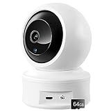 OJR Indoor Security Camera 2K HD, 5ghz WiFi Pet Camera Pan/Tilt, Motion Detect for Baby Dog Monitor, Support for 2.4G/5G Wi-Fi, Night Vision, Home Cam with 64G SD Card (LN-368)