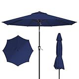 Tobeos 10FT Patio Umbrella, Outdoor Umbrella with Push Button Tilt and Crank, 8 Sturdy Ribs, UV Protection & Waterproof Market Umbrella for Pool, Backyard, Beach,Deck (Navy)