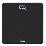 Vitafit Digital Bathroom Scale for Body Weight, Weighing Professional Since 2001, Clear LED Display and Step-On, 3*AAA Batteries Included, 400lb/180kg, Spray Silver Black