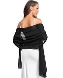 Black Shawl and Wrap for Evening Dresses Wedding Scarf Women 78.7*23.6 inch