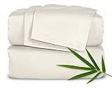 Pure Bamboo King Sheets, Genuine 100% Organic Viscose Derived from Bamboo Bed Sheet Set, Luxuriously Soft & Cooling, Double Stitching, 2 Year Quality Promise (King, Ivory)