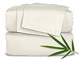 Pure Bamboo King Sheets, Genuine 100% Organic Viscose Derived from Bamboo Bed Sheet Set, Luxuriously Soft & Cooling, Double Stitching, 2 Year Quality Promise (King, Ivory)