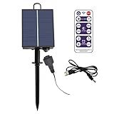 ZPSHYD Solar Battery Box for LED String Lights, Outdoor String Lights Control Panel with DC Charging 8 Remote Control Modes Pack Powered Lithium Panel Light w/Remote Control (3V)
