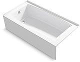 KOHLER K-26109-LA-0 Entity 60-Inch x 30-Inch Alcove Bath with Integral apron, integral flange and left hand drain, White