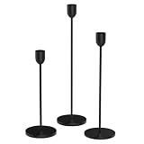 ChefBee 3PCS Black Tall Taper & Pillar Candle Candlestick Holder