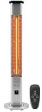 SereneLife Outdoor Electric Patio Heater - 1500W High-Efficiency Infrared Heating, Remote Control Standing Heater with Aluminum Reflector, Waterproof Design, IP65 Approved, Quiet Operation