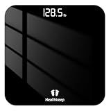 Digital Bathroom Scale for Body Weight: High-Precision 4-Sensor Accuracy, LED Display, 400lb/180kg Capacity, Safe Rounded Corners, Batteries Included