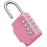 Puroma Combination Lock 4 Digit Waterproof Locker Locks Secure Outdoor Padlock for Gym Lockers, Toolboxes, Gates, Fences, Storage, Sports Locker, Cabinets (Basic Pink Rose)