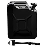 FIXAPIWK 5 Gallon Metal Container with Spout and Handle, Trucks Cars Motorcycle (Black, 1PCS)