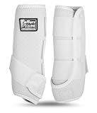 Jeffers Equine Protective Horse Boots 1 Pair White - Safe Neoprene Leg Guards & Comfortable Fit, Durable Strap Closures, Front & Hind Support, Equestrian Accessories for Travel & Riding - Medium