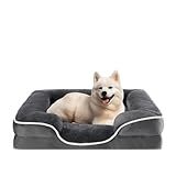 Sweetcrispy Orthopedic Dog Bed, Memory Foam Puppy Sleeping Sofa for Medium Pets with Washable Removable Cover Non-Slip Base Waterproof Liner Egg Crate, Classic Grey, 28" L x 23" W x 6.5" Th
