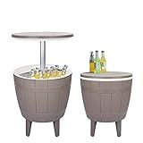 Vipush Outdoor Cooler Table - Adjustable Patio Furniture With Cool Bar for Party, Beer, Wine, Beverage - Pool Deck and Garden Decor