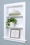 Fox Hollow Furnishings 14x24 Aiden Recessed Wall Niche Medicine Cabinet Replacement, in The Wall Bathroom Cabinet Insert Shelf/Shelves, Made in North America, Real Wood, NO MDF, Beadboard, White