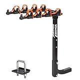 Soarify Bike Rack for Car, SUV, RV, Mount Hitch Bike Back 4, Up to 143 lbs Load Bicycle Rack Carrier Rubber Straps, Tilt Release with 2" Hitch for Cars (4BIKES)