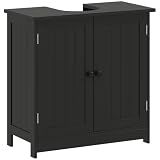HOMCOM Under Sink Bathroom Cabinet, Pedestal Sink Storage Cabinet with 2 Doors, Shelf and U-Shape, Black