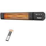 Powerscale Infrared Heater 24H Timer Outdoor Heater, IP65, Memory Function Infrared Electric Patio Heater, 9 Levels Heating Touchscreen With Remote Electric heater, Restaurant Backyard, 1500W, Black