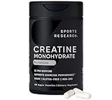 Sports Research® Creatine Monohydrate Capsules - May Support Workout Recovery, Lean Muscle gain, Performance and Strength* - Non-GMO, Vegan Certified - 5g per Servings - 30 Servings