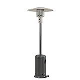 Sunjoy 47,000 BTU Avanti Outdoor Portable Propane Heater for Patio and Garden with Safety Auto Shut Off Valve and Wheels, Gray