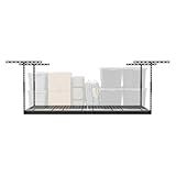 MonsterRax Overhead Garage Storage Rack - 4 x 8 Ceiling Racks for Garage, Organization Shelving, Hanging Shelf, Grey, 24"-45" Height Adjustment