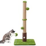 Woochpet 33" Tall Cat Scratching Post for Indoor Cats, Premium Sisal Scratch Posts with Cat Toys and Fun Mouse Holer for Cats at All Ages, Scratcher Tree with Reinforced Stable Base (Green)
