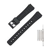 TPU Watch Strap Compatible with Casio F-91W/F-84/F-94/F-105/F-108/A-158/A-168 Men's and Women's 18mm Watchbands Replacement(black buckle)