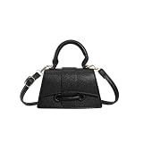 Ayliss Micro Mini Crossbody Handbag Women's Purse Clutch Cute Mini Trendy Bag Top Handle PU Leather Shoulder Bag (Black)
