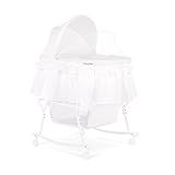 Dream On Me Lacy Portable 2-in-1 Bassinet & Cradle in White, Lightweight Baby Bassinet with Storage Basket, Adjustable and Removable Canopy
