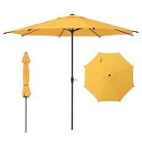 Abba Patio 9FT Lyon Outdoor Patio Umbrella Outdoor Table Umbrella with Crank Market Umbrella 8 Sturdy Ribs UV Protection Waterproof and Push Button Tilt for Garden Deck Backyard Pool,Yellow