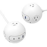 2 Pack 20W USB C Power Strip,Power Strips with Surge Protection-3 Widely Outlets and 3 USB Ports(2 USB C Port),5 ft Flat Plug Extension Cord,Power Delivery Charging for Dorm Rooms,Home Office,White