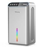 Dehumidifier for Basement (85 OZ, 800 sq ft) Quiet Dehumidifiers for Home, Auto Shut-Off, Sleep Mode, 3 Gear Timer(8H,16H,24H), Small Dehumidifier for Bedroom, Bathroom with Drain Hose(Silver Gray)