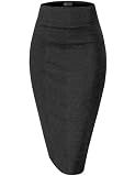 Hybrid & Company Women's Premium Nylon Ponte Stretch High Waist Pencil Suit Skirt Below Knee KSK45002 1073T Charcoal M