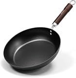 Armorbear Carbon Steel Frying Pan, Pre-Seasoned 11-Inch Cooking Skillet Wooden Handle, PFAS & PFOA-Free, Nitrided Black Fry Pan for Kitchen, Camping, Chef Use
