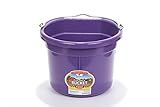 Little Giant® Flat Back Plastic Animal Feed Bucket | Animal Feed Bucket with Metal Handle | Horse Stall Feeding and Watering Supplies (Purple, 8 Quart)