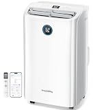 GrowthWing 14,000 BTU Smart WiFi Portable Air Conditioner, Cools up to 700 Sq.Ft, Auto-Evaporation, 3-in-1 Modes, Voice & Remote Control, Quiet Operation, White