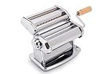 Imperia Pasta Maker Machine- 100% Made in Italy, Heavy Duty Steel Construction, Easy Lock Dial, Wood Grip Handle & Cleaning Brush- Fresh Homemade Italian Spaghetti Fettuccine or Lasagna (Classic Line)