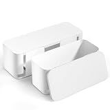 YECAYE Cable Management Box, White, XL+M, 2 Pack