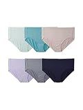 Fruit of the Loom Women's Breathable Underwear (Regular & Plus Size), Plus Size Brief - Cooling Stripes - 6 Pack Assorted Colors, 11