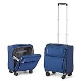 Hanke 16 Inch Underseat Carry On Luggage with Spinner Wheels Airline Approved, Small Rolling Suitcase Softside Underseater Lightweight TSA Travel Roller Suitcase Carry-On Bag(Blue)