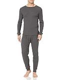 Amazon Essentials Men's Slim Fit Thermal Long Johns Underwear Set, Breathable Waffle Knit for Cold Weather Wear, Charcoal Grey, X-Large