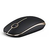 VssoPlor Wireless Mouse, 2.4G Slim Portable Computer Laptop Mouse with Nano Receiver Quiet Silent Optical Mice for Notebook, PC, Laptop, Computer-Black and Gold