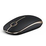 VssoPlor Wireless Mouse, 2.4G Slim Computer Laptop Mouse, Black and Gold
