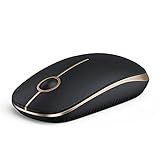 VssoPlor Wireless Mouse, 2.4G Slim Portable Computer Laptop Mouse with Nano Receiver Quiet Silent Optical Mice for Notebook, PC, Laptop, Computer-Black and Gold