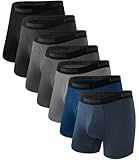 BAMBOO COOL Men's Underwear Breathable Boxer Briefs with Fly Moisture-Wicking Lightweight Underwear(3 or 7 Pack)