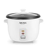 Aroma Housewares Aroma 6-cup (cooked) 1.5 Qt. One Touch Rice Cooker, White (ARC-363NG), 6 cup cooked/ 3 cup uncook/ 1.5 Qt.