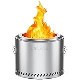 Golabs Smokeless Portable Fire Pit, 19.5" Stainless Steel, for Wood/Charcoal/Pellet Fuel, Portable with Sturdy Handles & Fire Cover, Suitable for 2-6 People, Perfect for Backyard, Picnics & Camping
