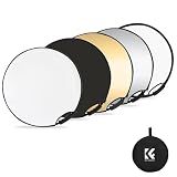 K&F CONCEPT 5-in-1 Light Reflector, 22"/60cm with Handle Grip& Bag