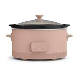 bella 6.0 Qt Programmable Slow Cooker, Ceramic Nonstick Coating, Adjustable Temperature & Cooking Times, Dishwasher Safe Stoneware Pot & Tempered Glass Lid, Tangle Free Cord Wrap, Blossom