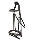ExionPro Exion Anatomical Snaffle Jumping Bridle for Horses with Removable Flash Noseband & Rubber Reins – Premium Vegetable-Tanned Leather, SS Buckles, Padded MonoCrown, Designer Stitching
